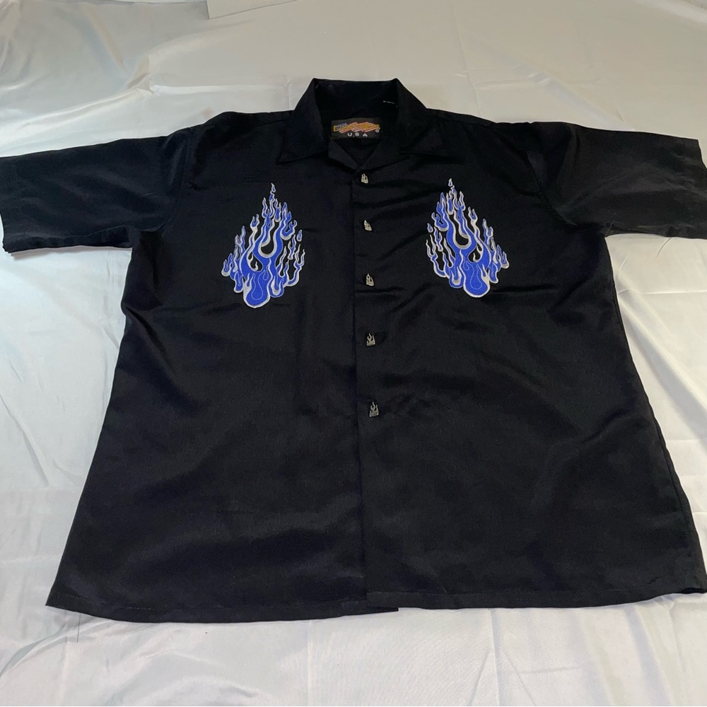Easy‎ Riders Black Shirt w/Flames Metal Buttons